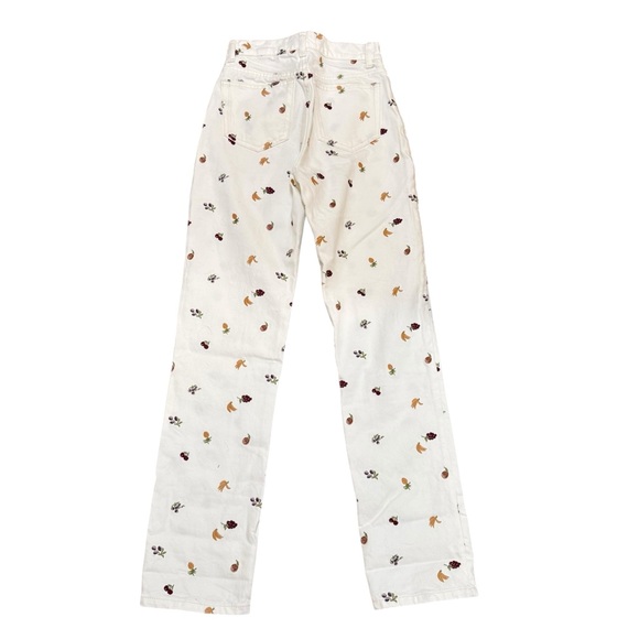 Reformation Cynthia Fruitloops embroidered jeans Vintage white size 23 cottage - Picture 2 of 13